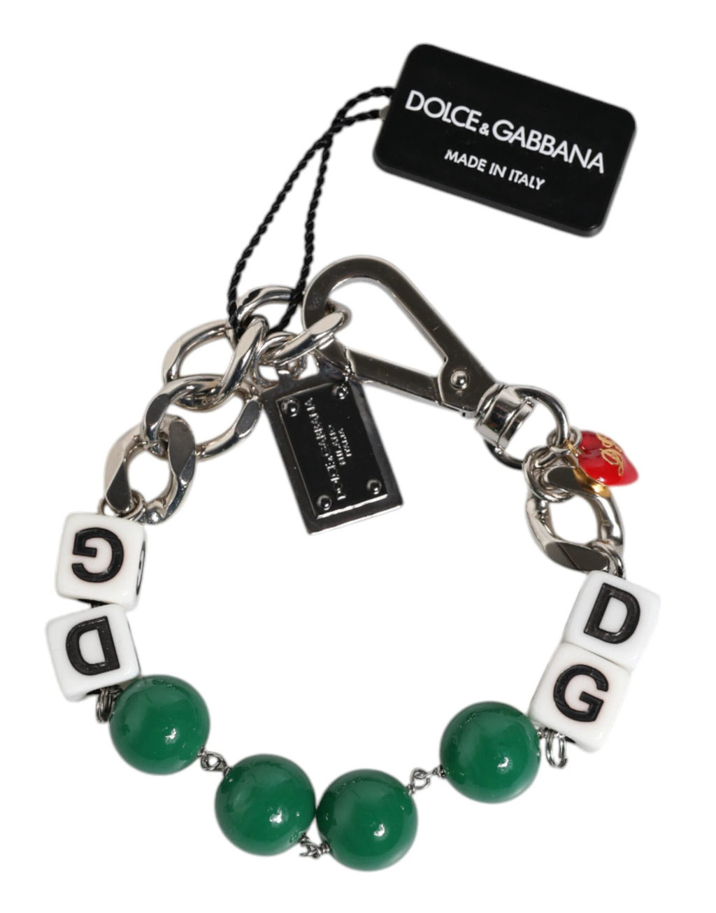 Dolce & Gabbana Silver Tone Brass Bead Dice Logo Embellish Charm Bracelet by Dolce & Gabbana