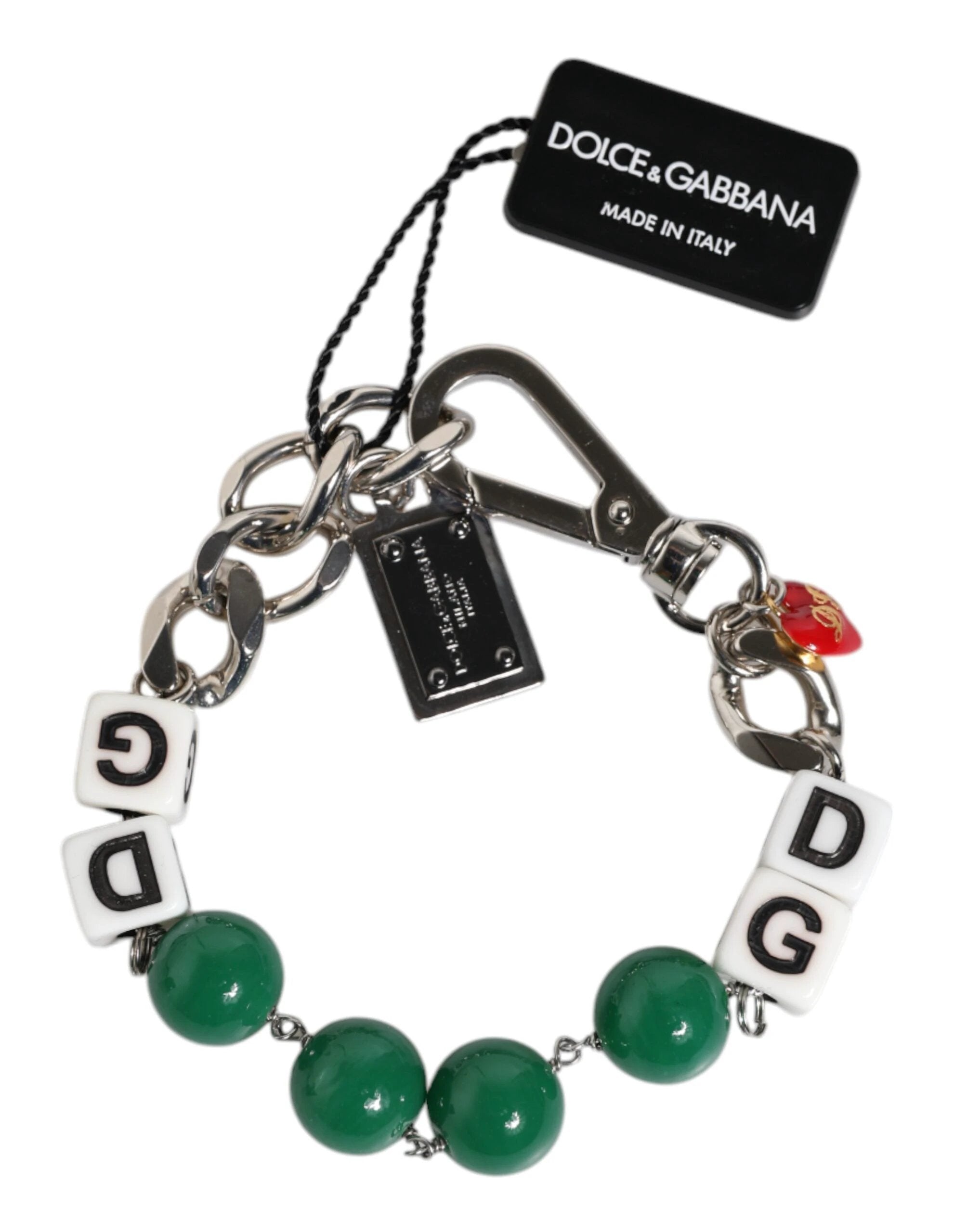 Dolce & Gabbana Silver Tone Brass Bead Dice Logo Embellish Charm Bracelet by Dolce & Gabbana