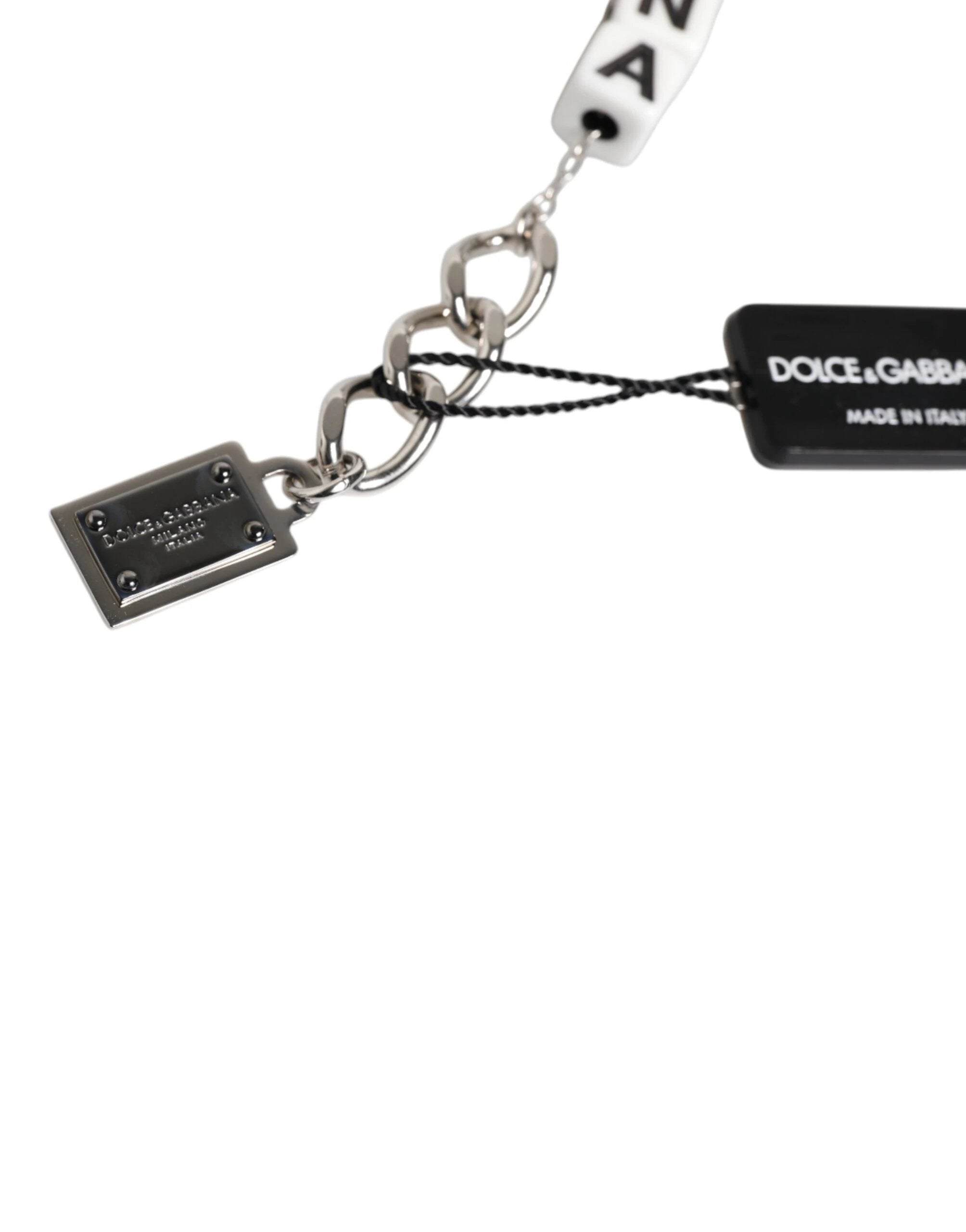 Dolce & Gabbana Silver Brass Chain Dice Logo Embellished Charm Bracelet by Dolce & Gabbana