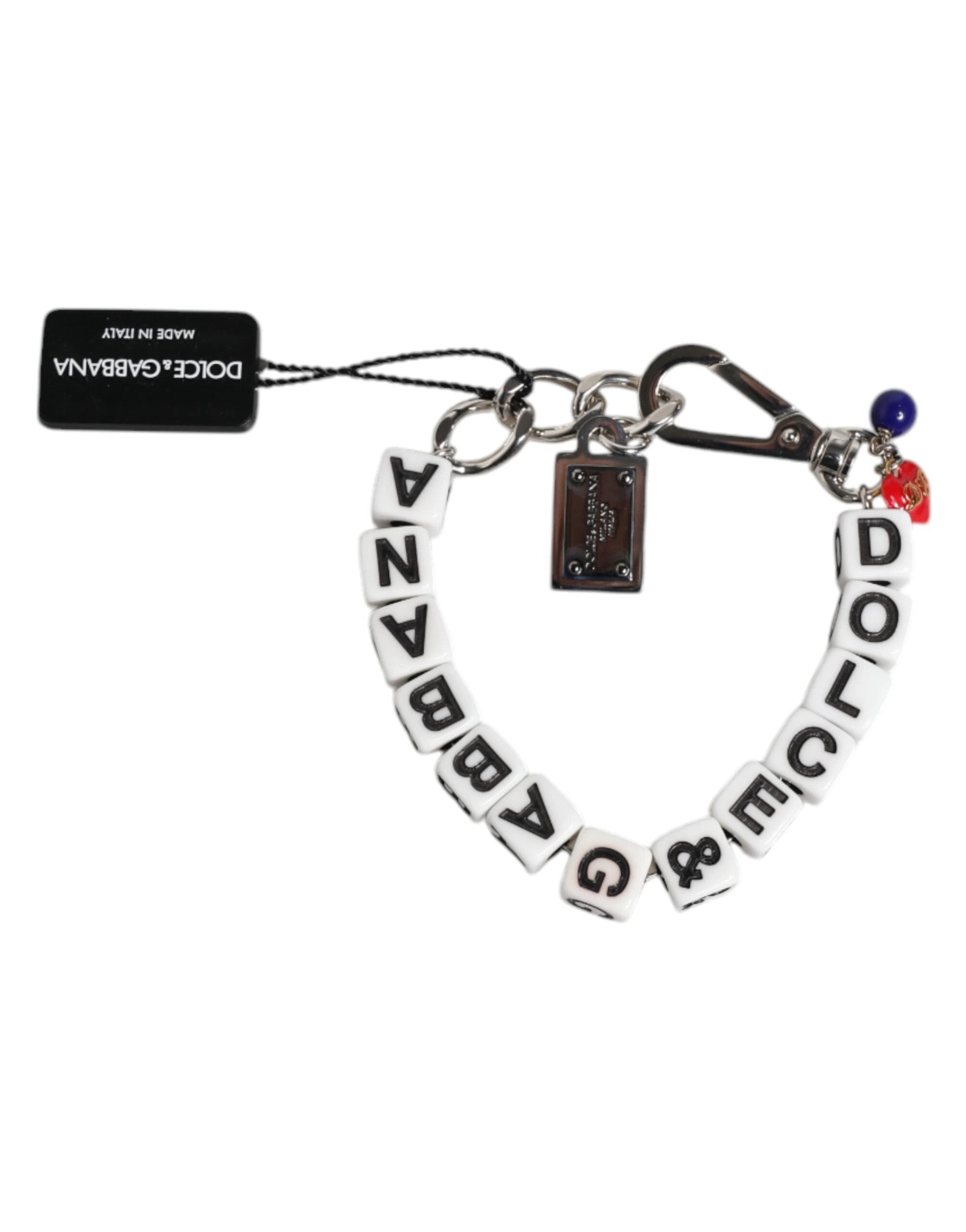 Dolce & Gabbana Silver Brass Chain Dice Logo Embellished Charm Bracelet by Dolce & Gabbana