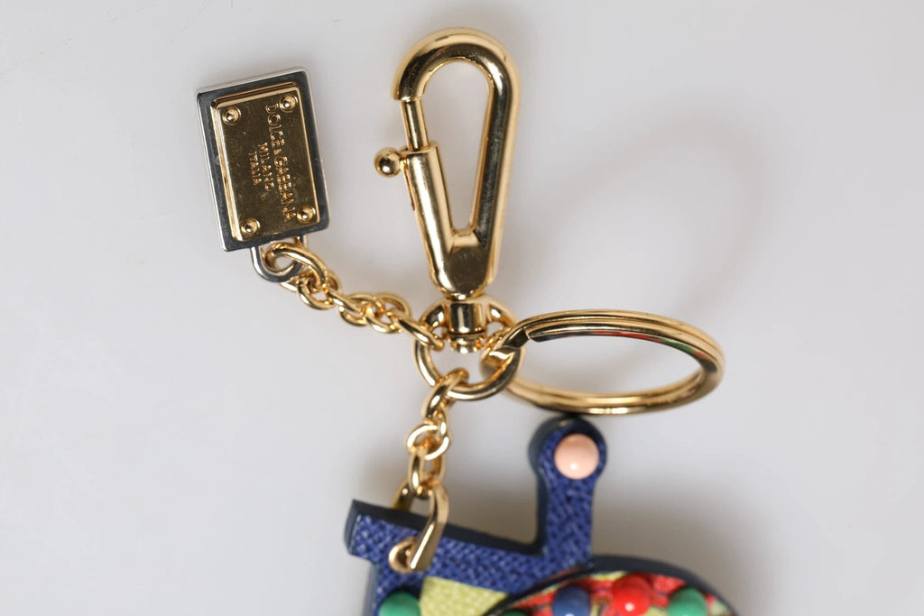 Dolce & Gabbana Multicolor Gold Tone Carretto Keychain Keyring by Dolce & Gabbana