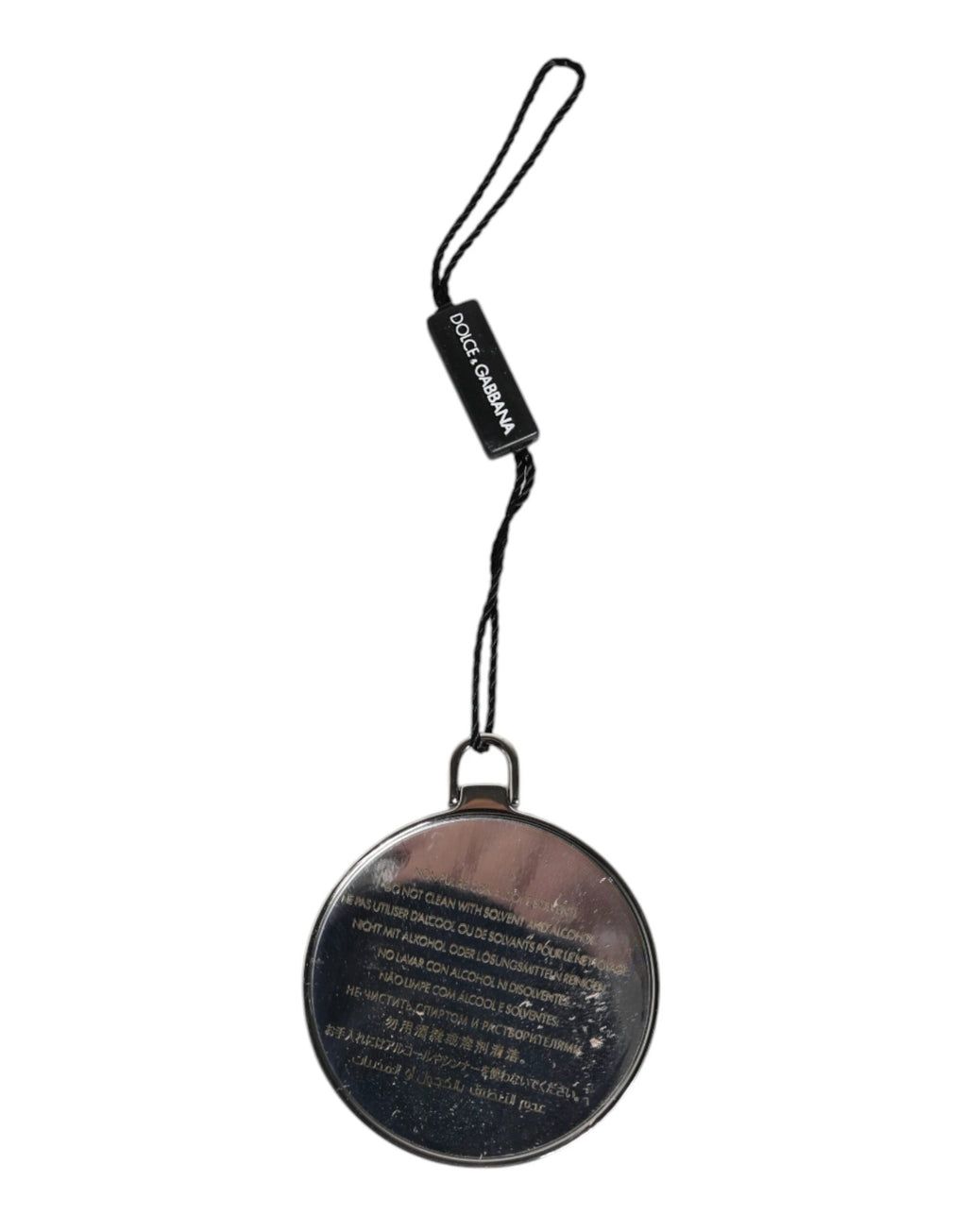 Dolce & Gabbana Green Calfskin Leather Round Logo Hand Mirror Holder by Dolce & Gabbana