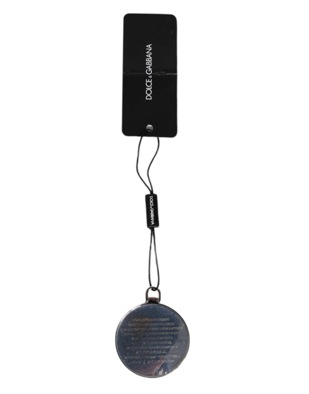 Dolce & Gabbana Pink Calfskin Leather Round Logo Hand Mirror Holder by Dolce & Gabbana