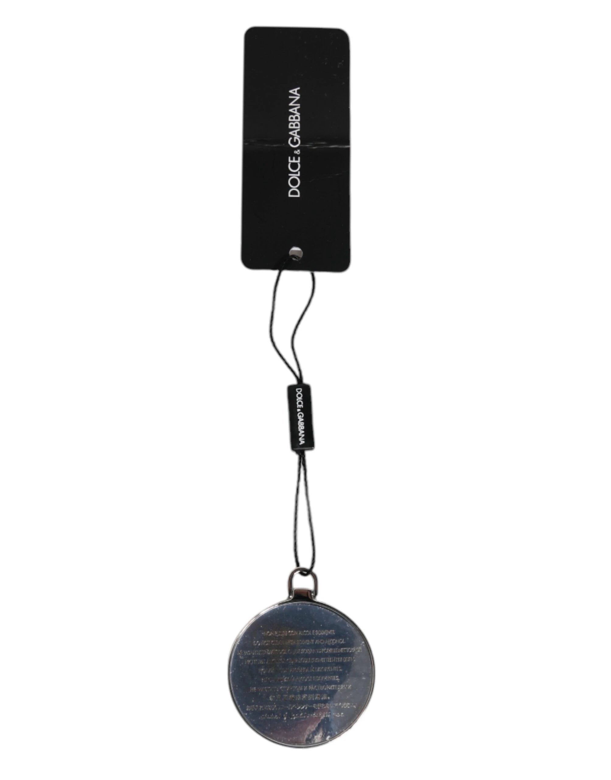Dolce & Gabbana Pink Calfskin Leather Round Logo Hand Mirror Holder by Dolce & Gabbana