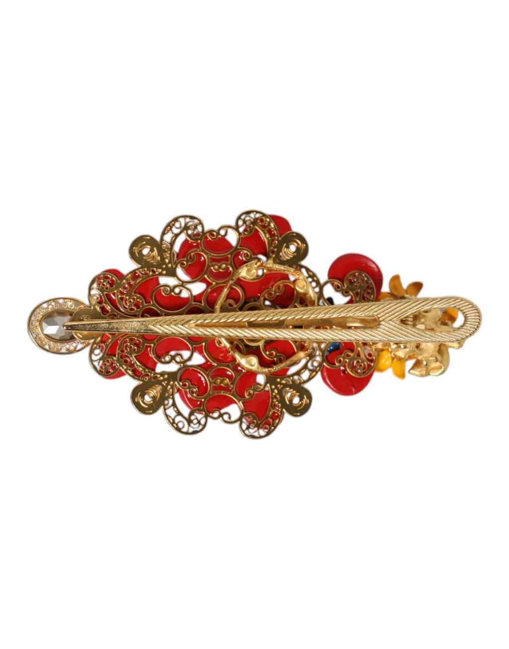 Dolce & Gabbana Multicolor Spring CARRETTO Gold Brass Crystal Hair Clip by Dolce & Gabbana