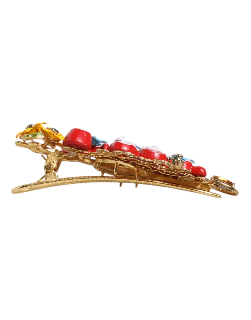 Dolce & Gabbana Multicolor Spring CARRETTO Gold Brass Crystal Hair Clip by Dolce & Gabbana