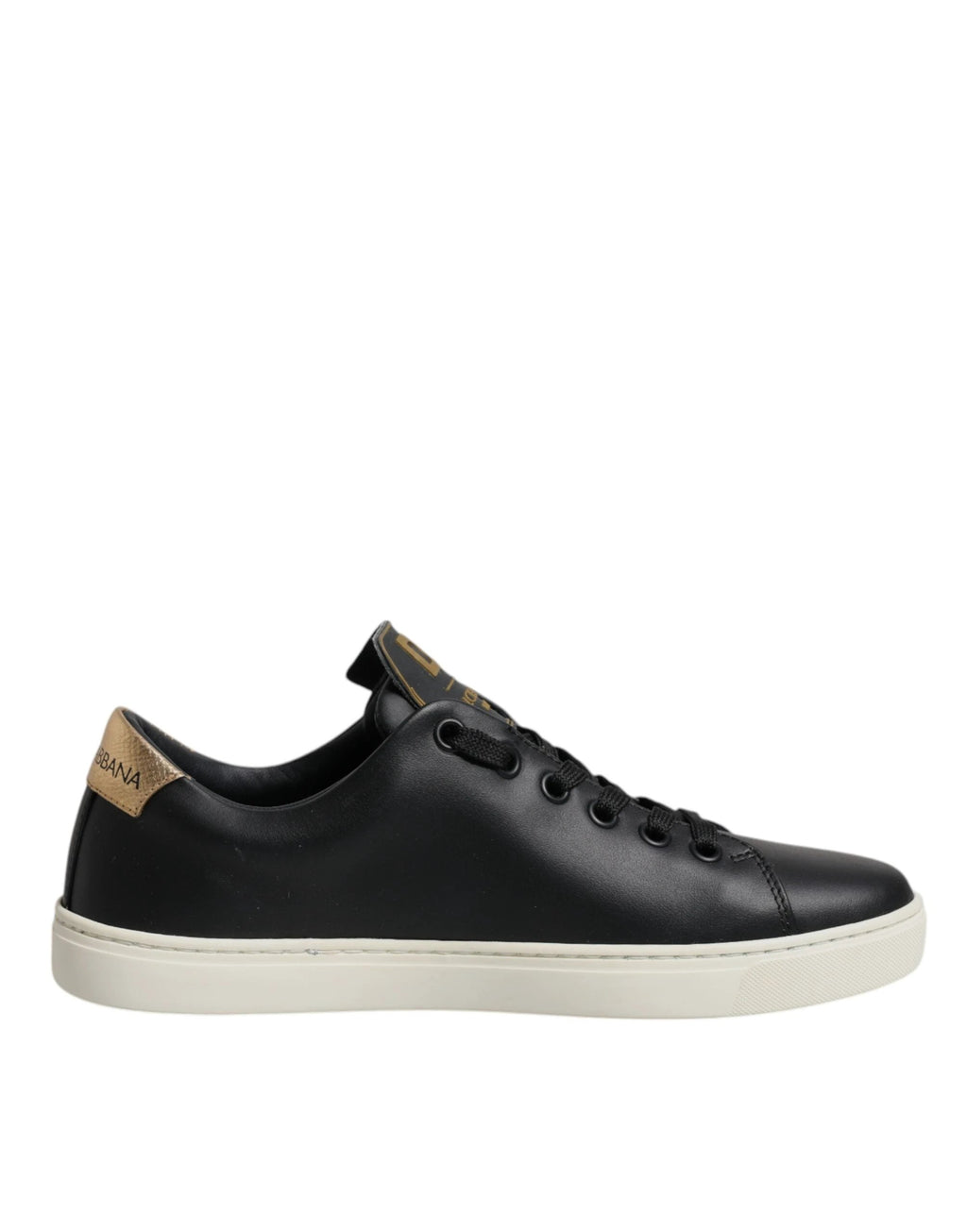 Dolce & Gabbana Black Leather Gold Red Heart Sneakers Shoes by Dolce & Gabbana