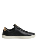 Dolce & Gabbana Black Leather Gold Red Heart Sneakers Shoes by Dolce & Gabbana