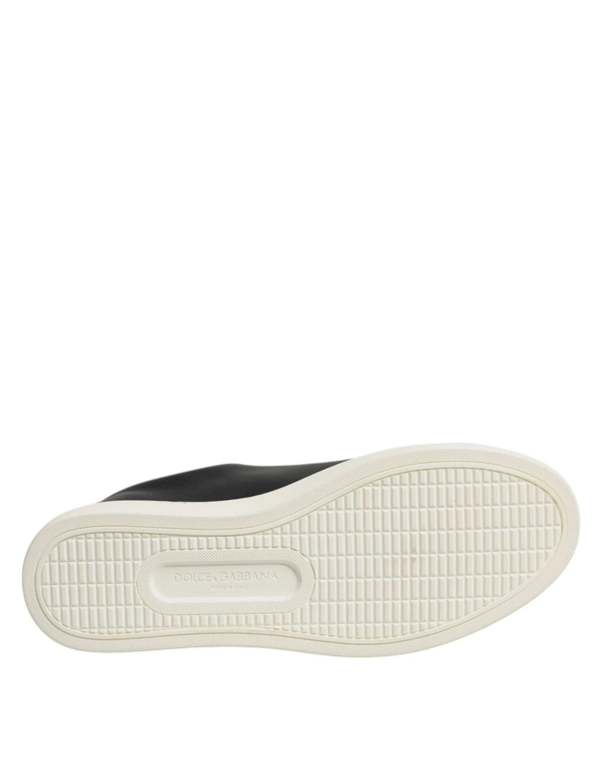 Dolce & Gabbana Black Leather Gold Red Heart Sneakers Shoes by Dolce & Gabbana