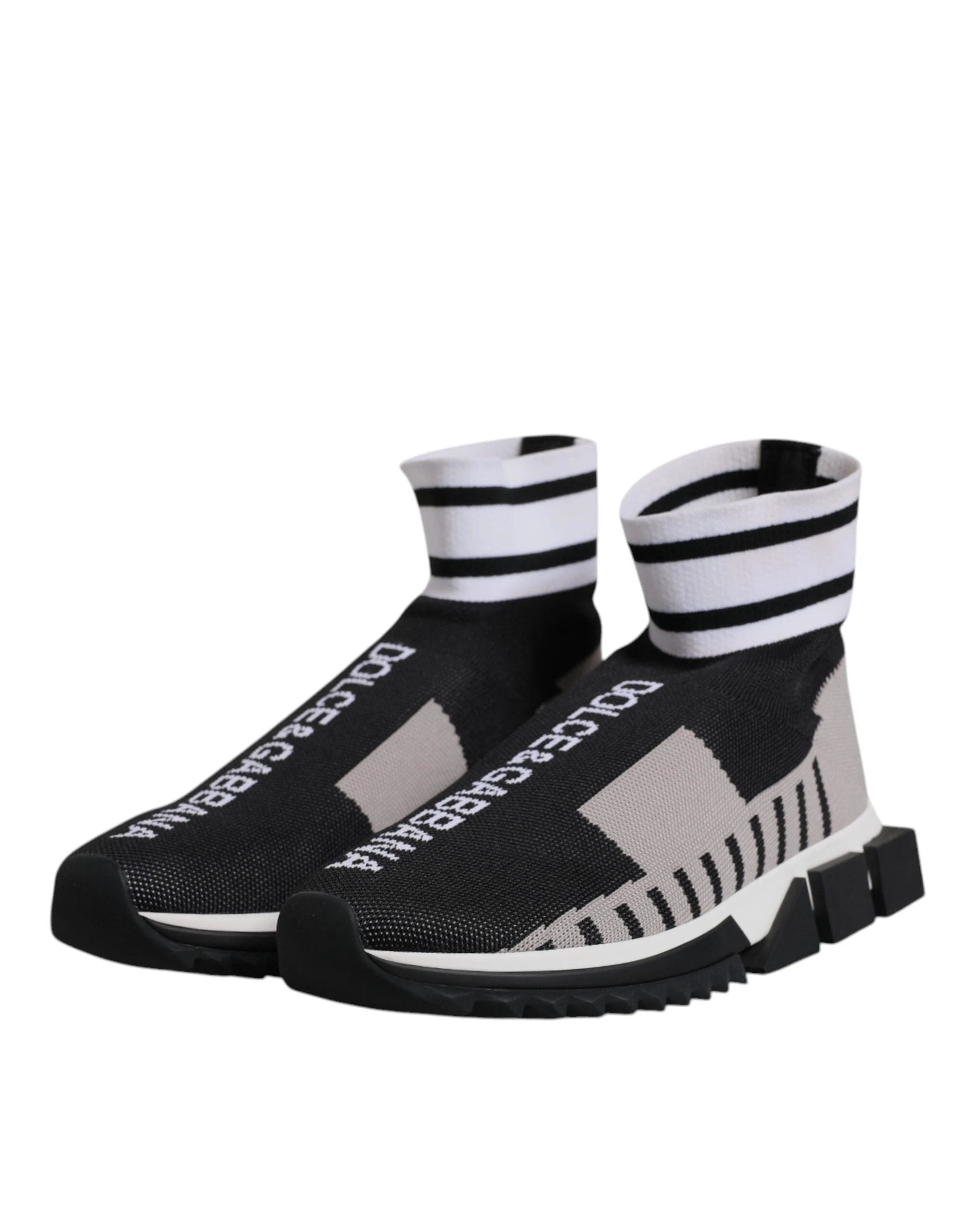 Dolce & Gabbana Black Gray Sorrento Socks Women Sneakers Shoes by Dolce & Gabbana