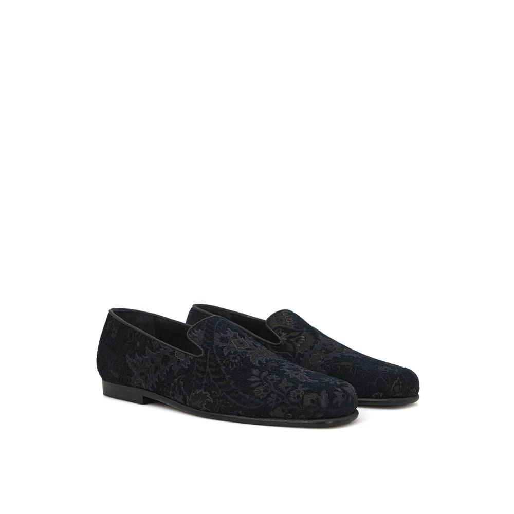 Etro Blue Leather Slip-On Loafers by Etro