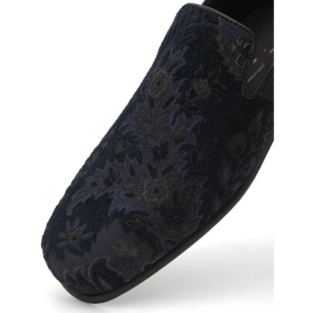 Etro Blue Leather Slip-On Loafers by Etro