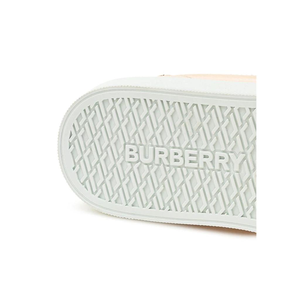 Burberry Pink Leather Low Top Sneakers by Burberry