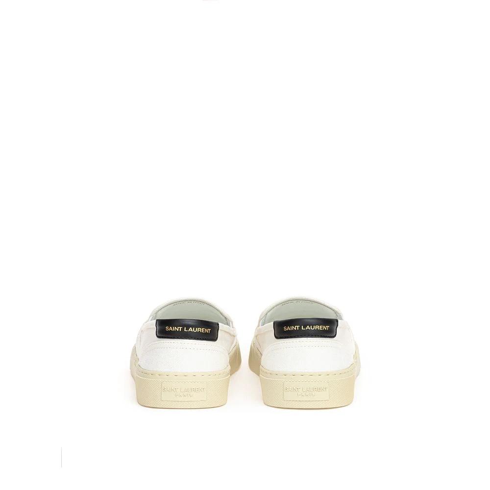 Saint Laurent White Cotton Low Top Sneakers by Saint Laurent