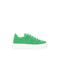 Casadei Green Fabric And Leather Athletic Sneakers by Casadei