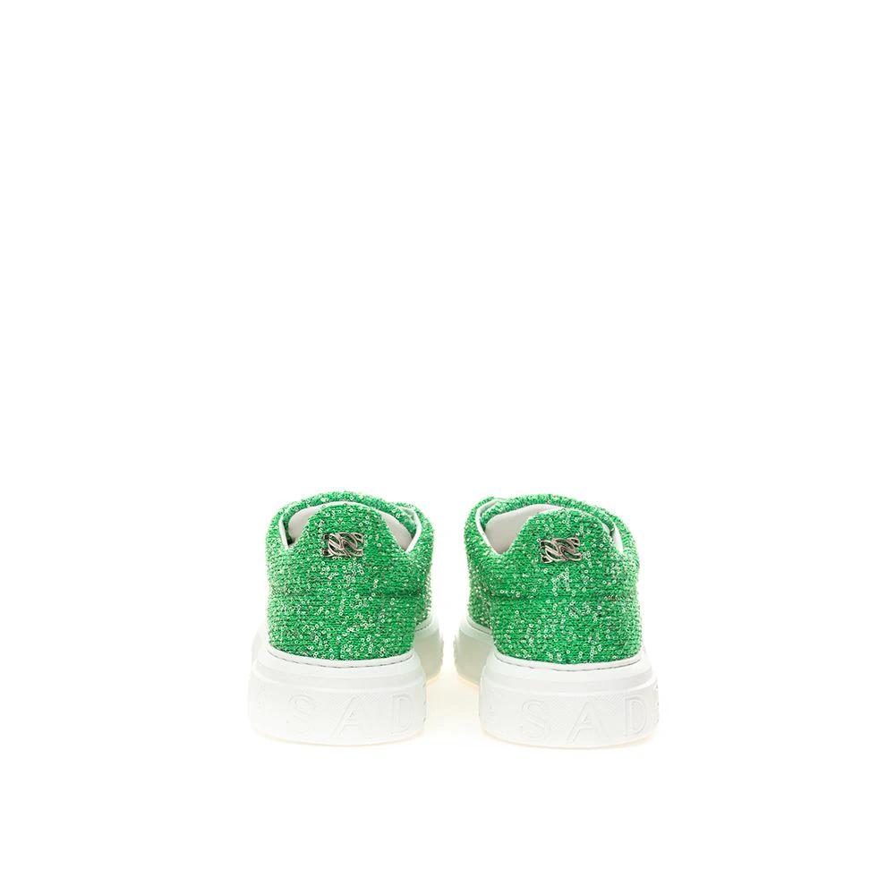 Casadei Green Fabric And Leather Athletic Sneakers by Casadei
