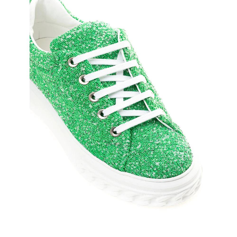 Casadei Green Fabric And Leather Athletic Sneakers by Casadei