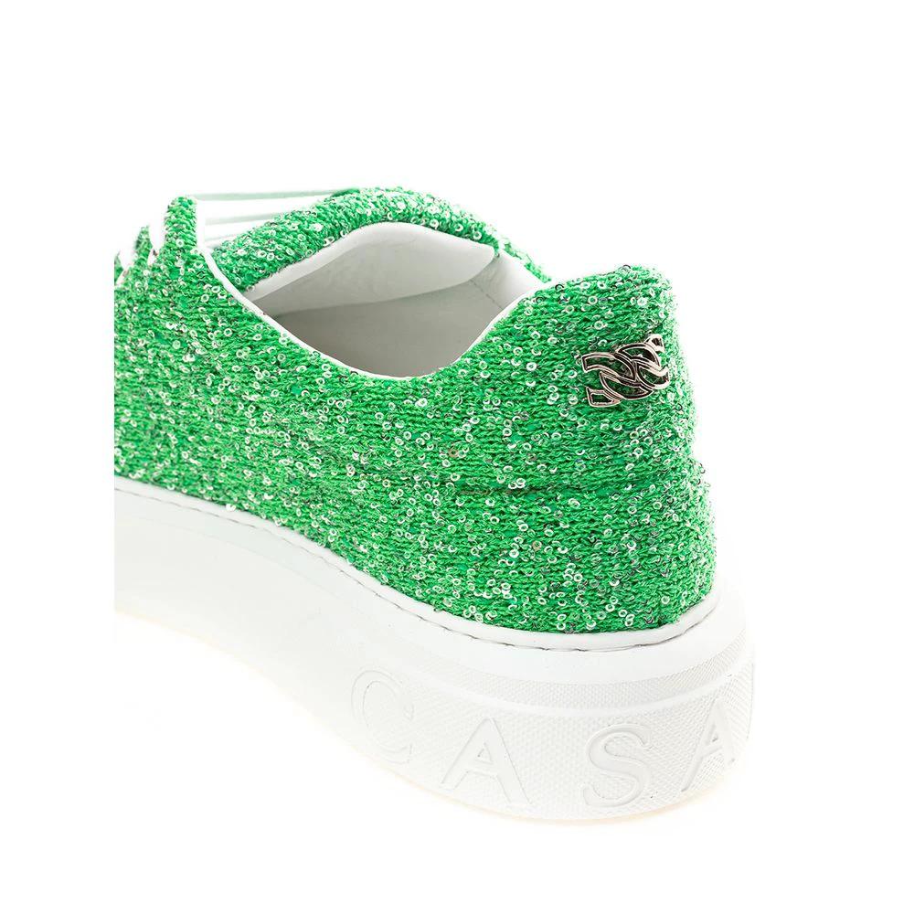 Casadei Green Fabric And Leather Athletic Sneakers by Casadei