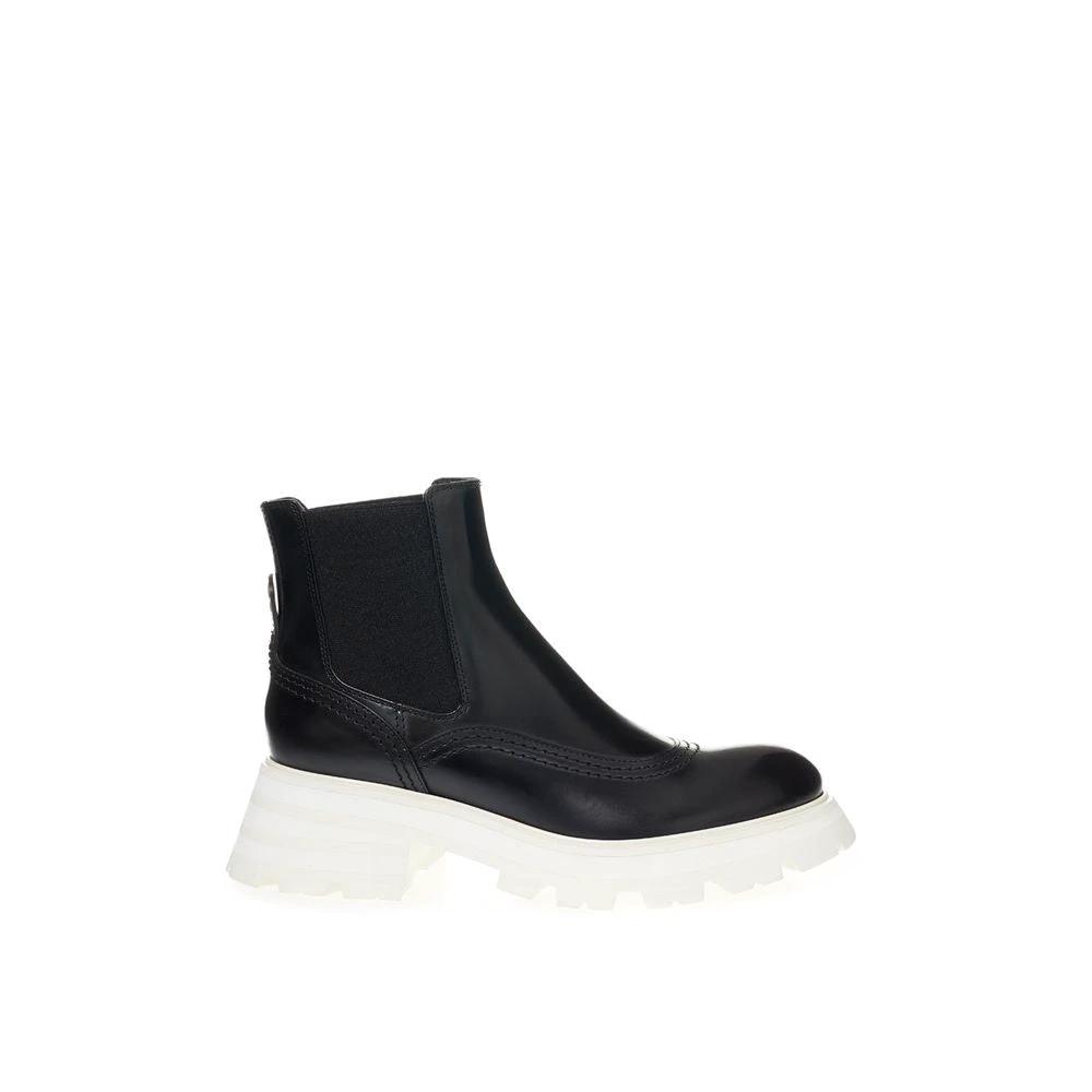 Alexander McQueen Black Leather Chelsea Boots by Alexander McQueen