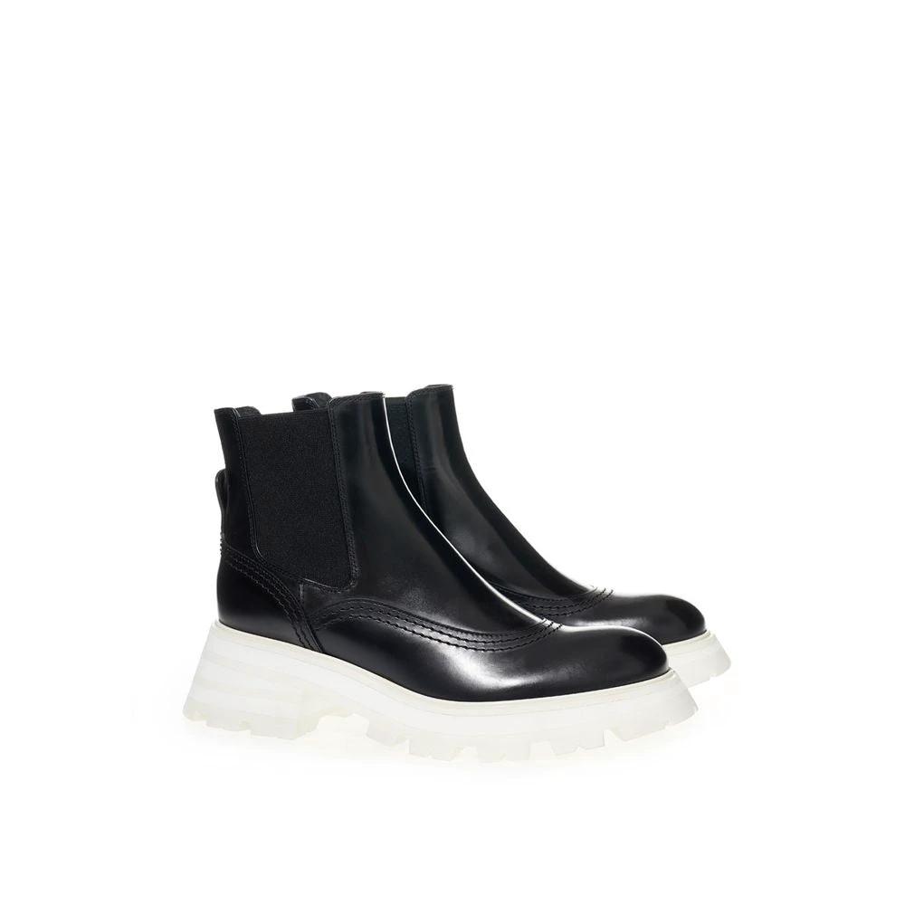 Alexander McQueen Black Leather Chelsea Boots by Alexander McQueen