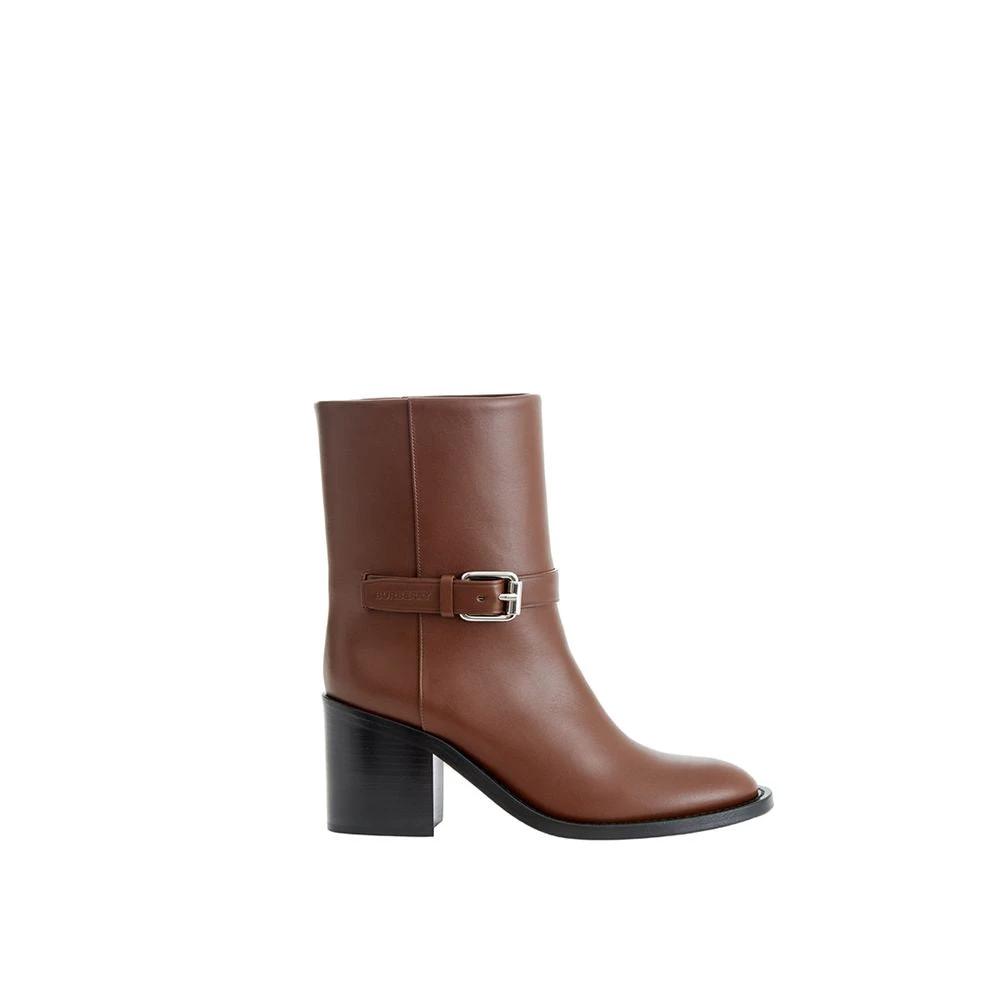 Burberry Brown Leather Ankle Boots by Burberry
