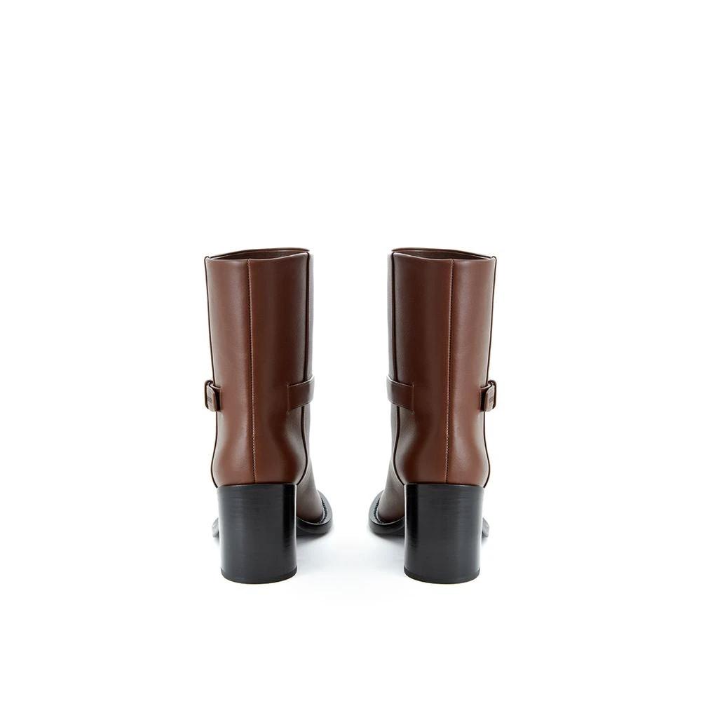 Burberry Brown Leather Ankle Boots by Burberry