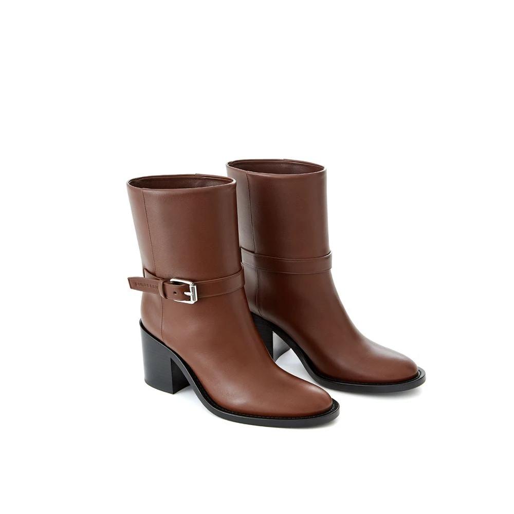 Burberry Brown Leather Ankle Boots by Burberry