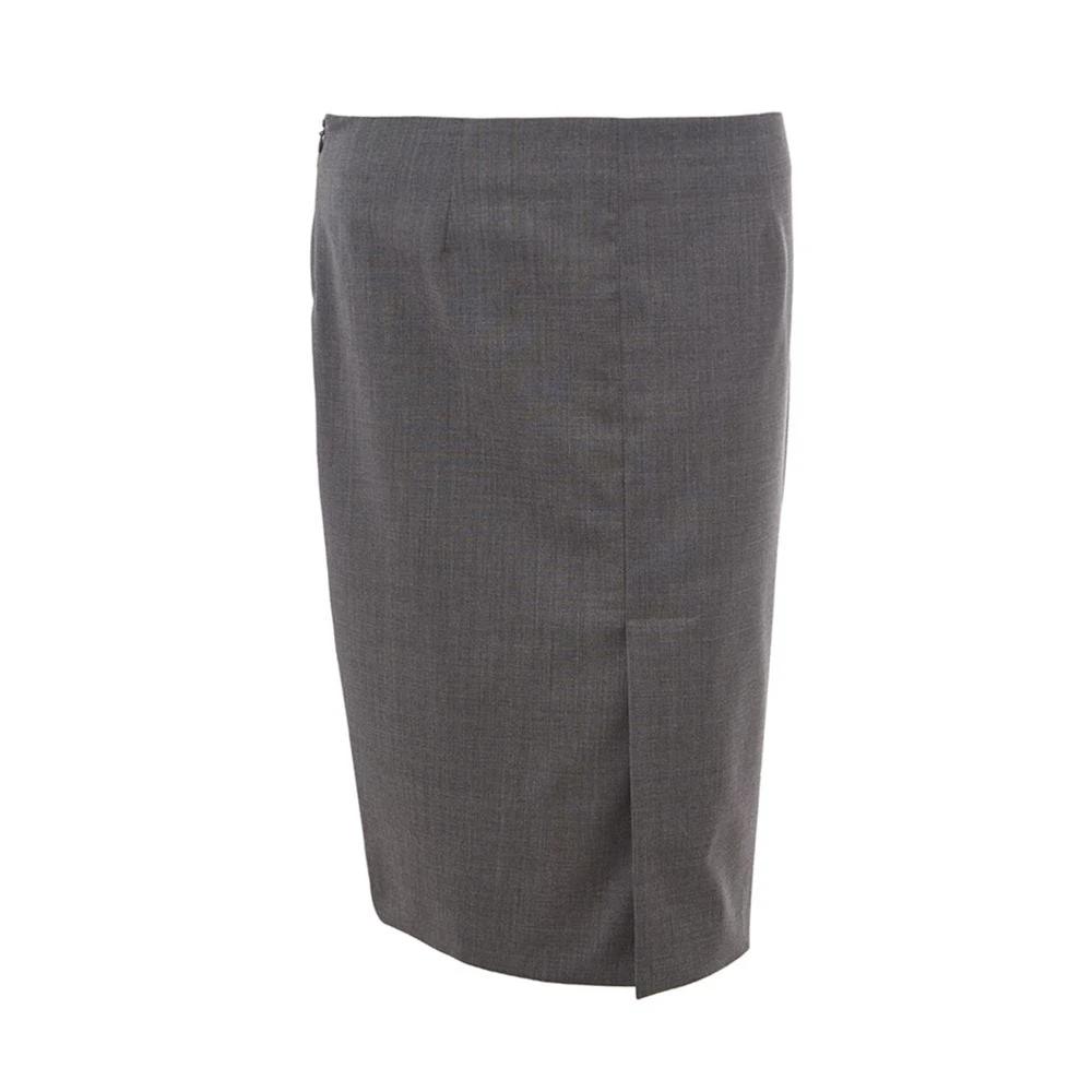 Lardini Gray Wool Midi Skirt by Lardini