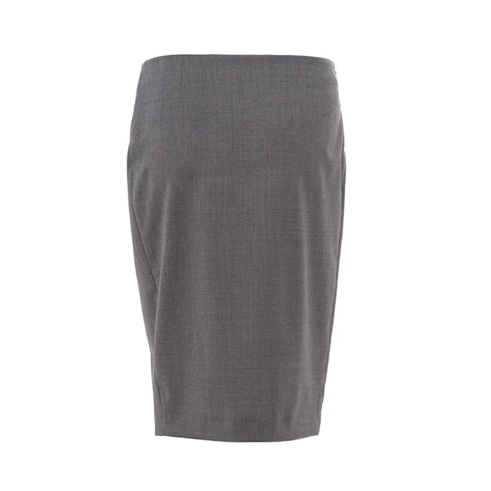 Lardini Gray Wool Midi Skirt by Lardini