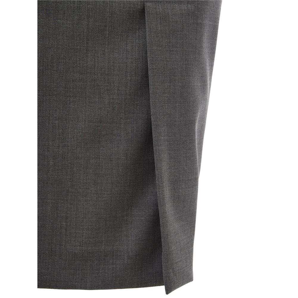 Lardini Gray Wool Midi Skirt by Lardini