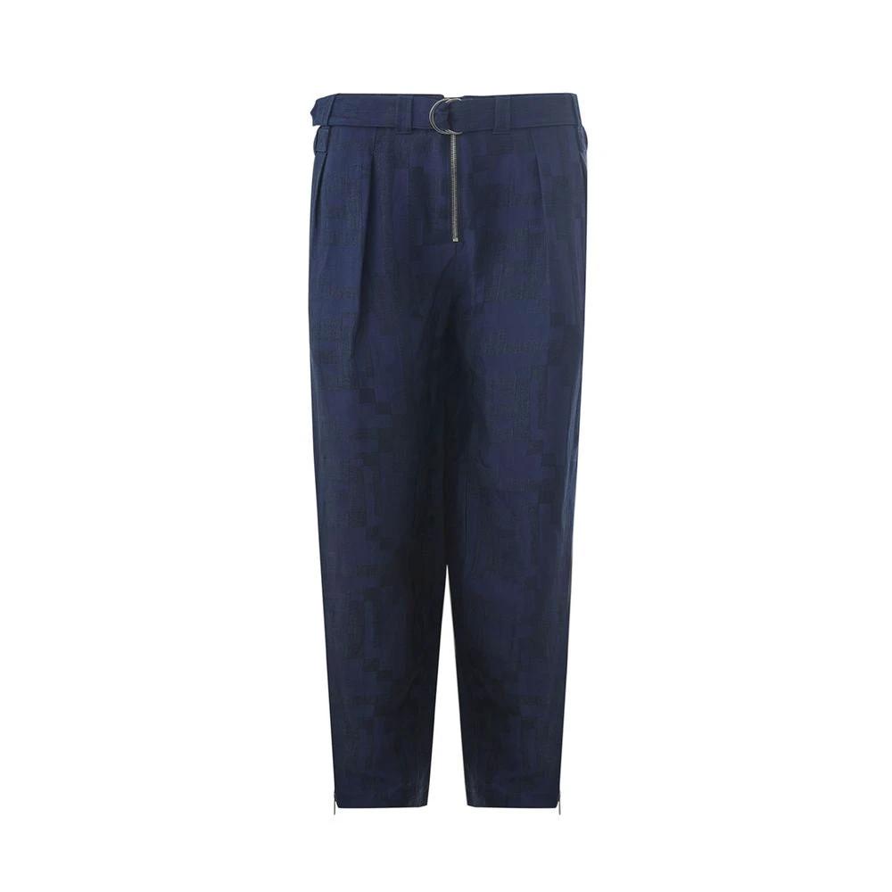 Emporio Armani Blue Linen Casual Pants by Emporio Armani