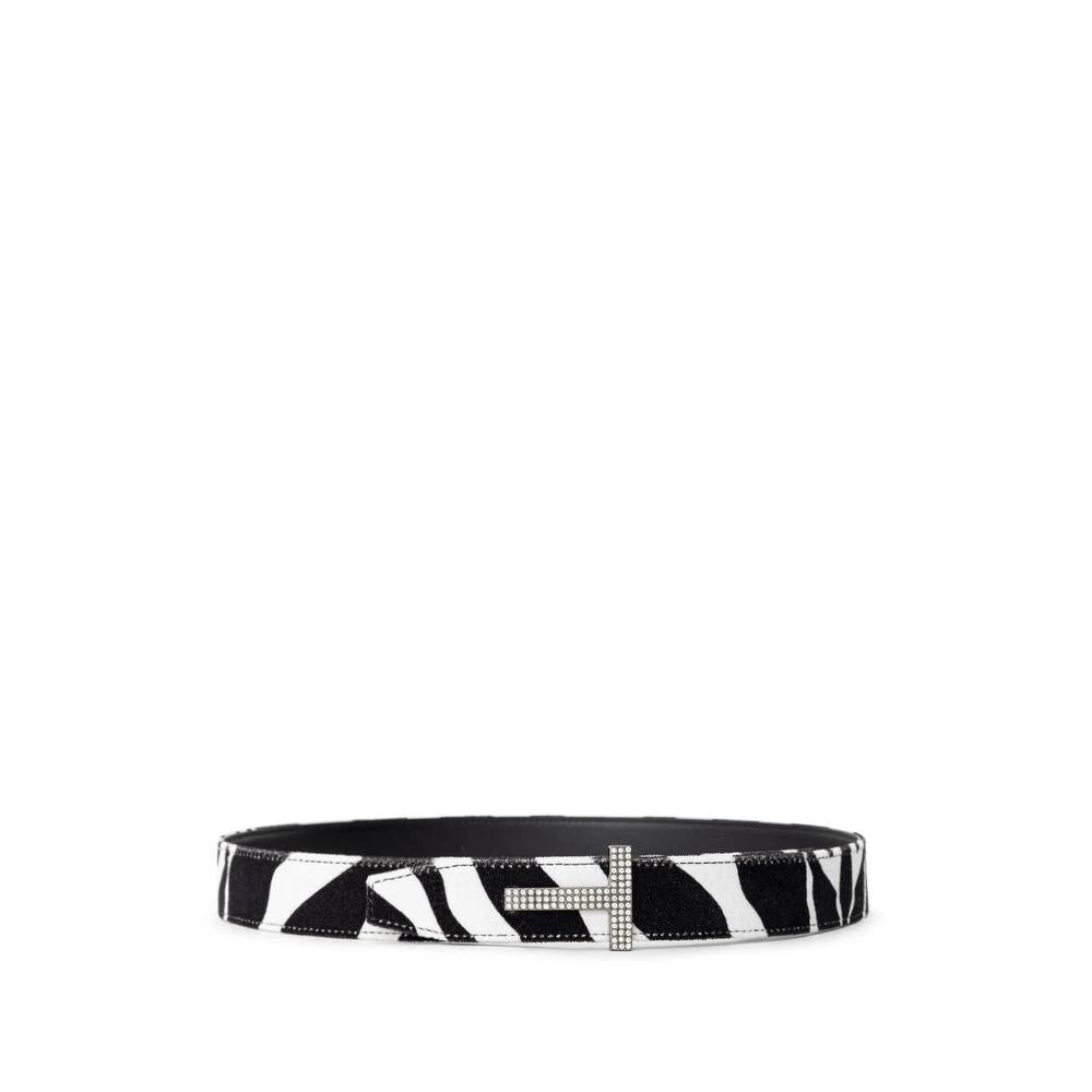 Tom Ford Black And White Leather Regular Belt by Tom Ford