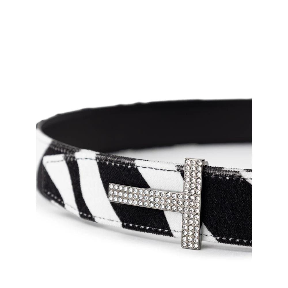 Tom Ford Black And White Leather Regular Belt by Tom Ford