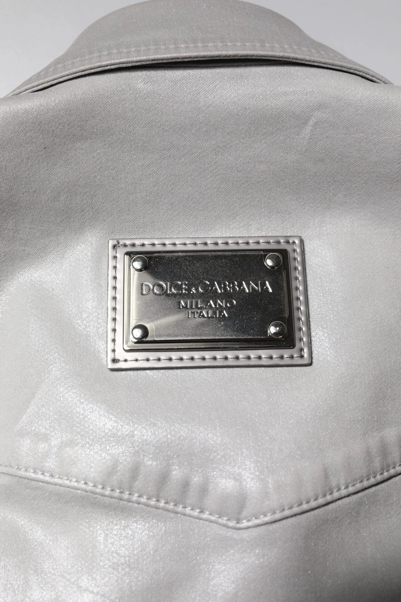 Dolce & Gabbana Metallic Gray Cotton Button Down Shirt by Dolce & Gabbana