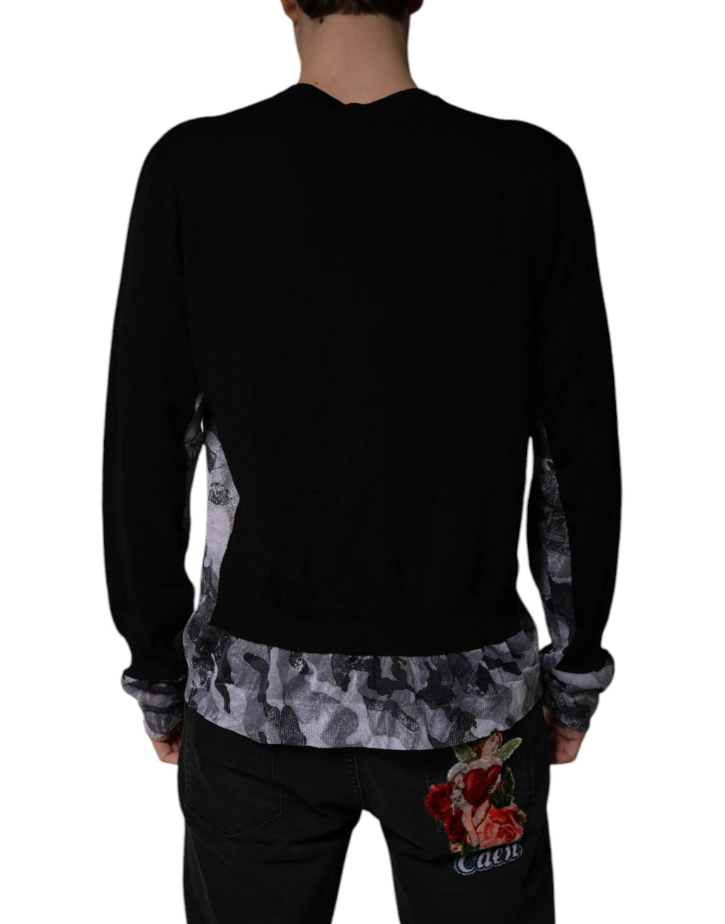 Dolce & Gabbana Black Camouflage V-neck Pullover Sweater by Dolce & Gabbana