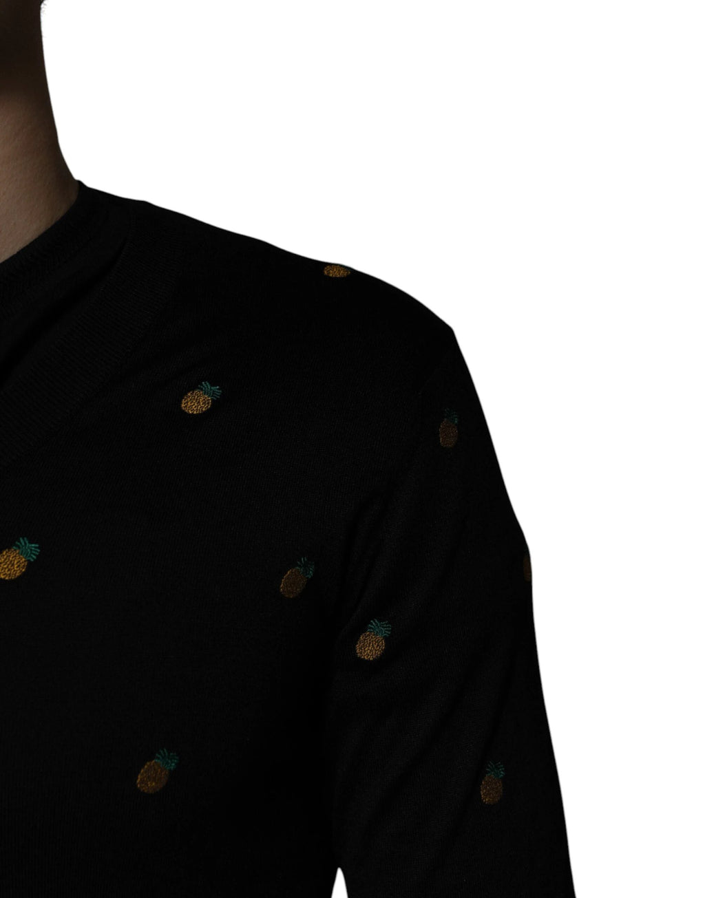 Dolce & Gabbana Black Pineapple Crew Neck Pullover Sweater by Dolce & Gabbana