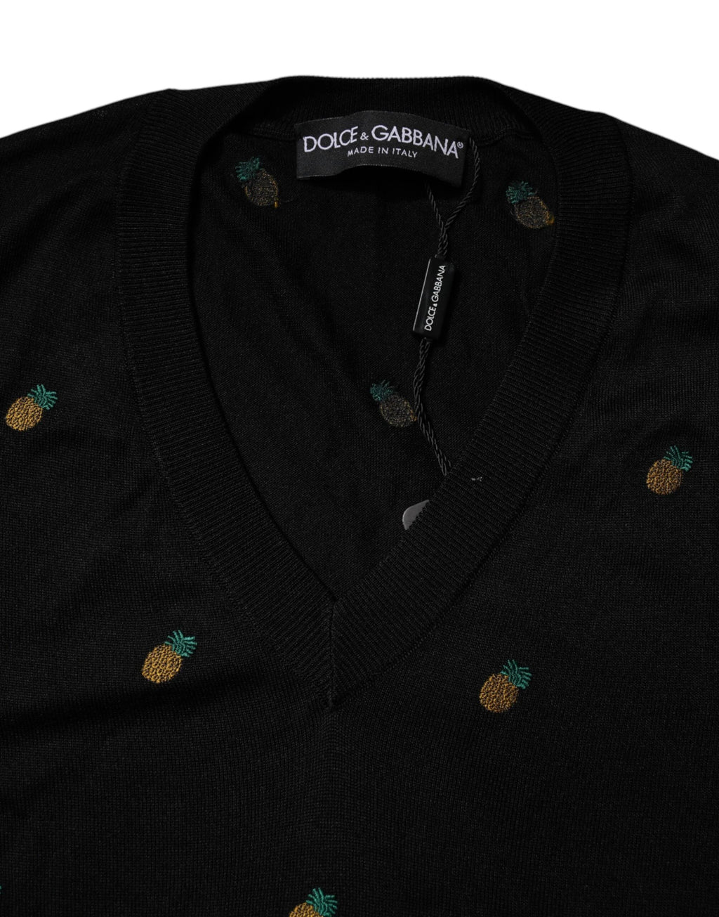 Dolce & Gabbana Black Pineapple Crew Neck Pullover Sweater by Dolce & Gabbana