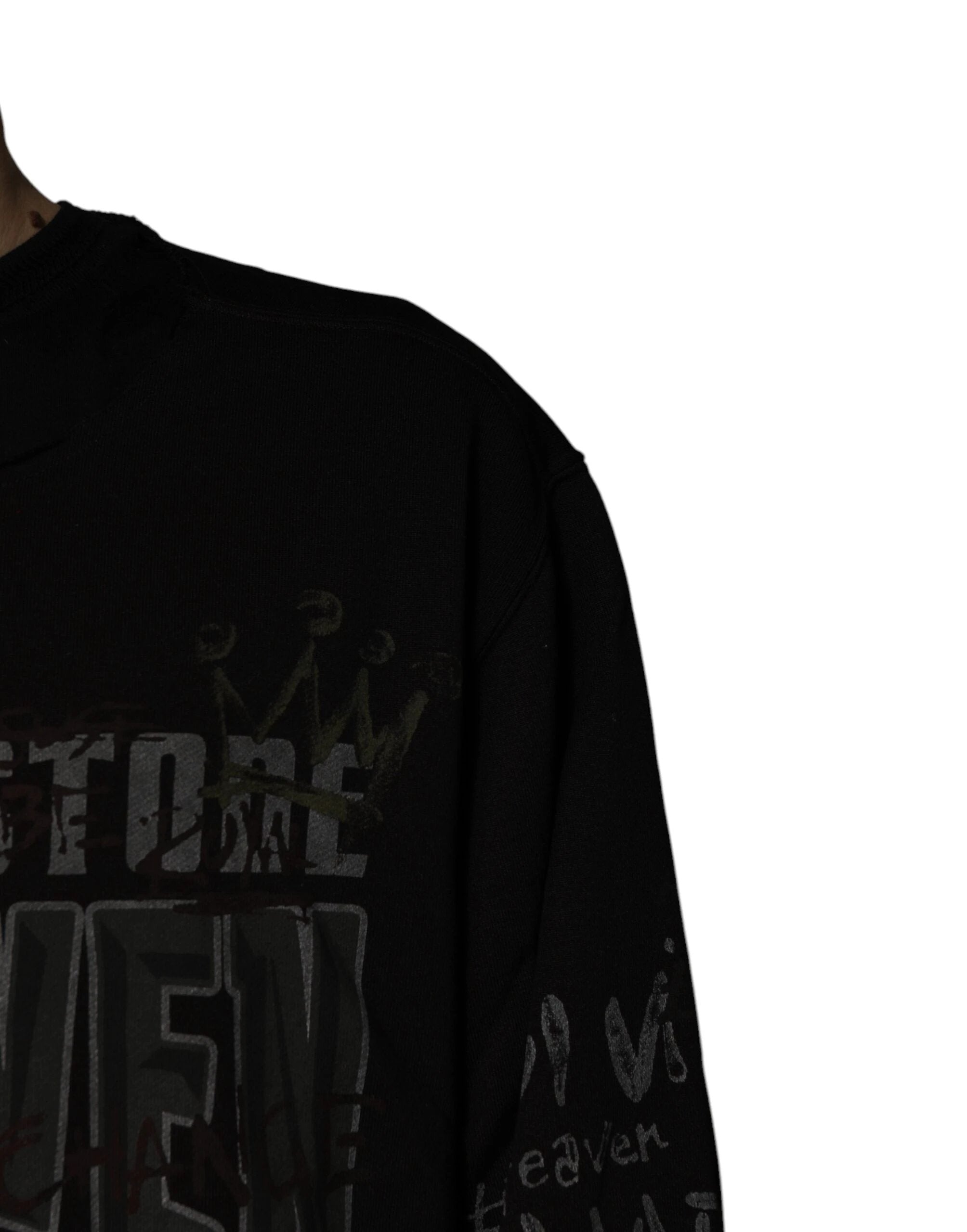 Dolce & Gabbana Black DG Heaven Crew Neck Pullover Sweater by Dolce & Gabbana