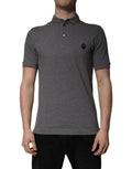 Dolce & Gabbana Gray Cotton Crown Collared Polo T-shirt by Dolce & Gabbana