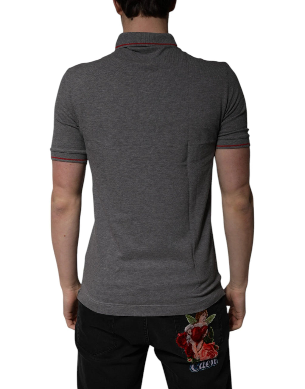 Dolce & Gabbana Gray Cotton Crown Collared Polo T-shirt by Dolce & Gabbana