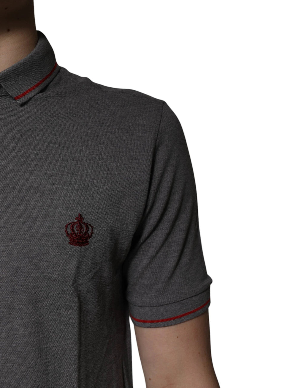 Dolce & Gabbana Gray Cotton Crown Collared Polo T-shirt by Dolce & Gabbana