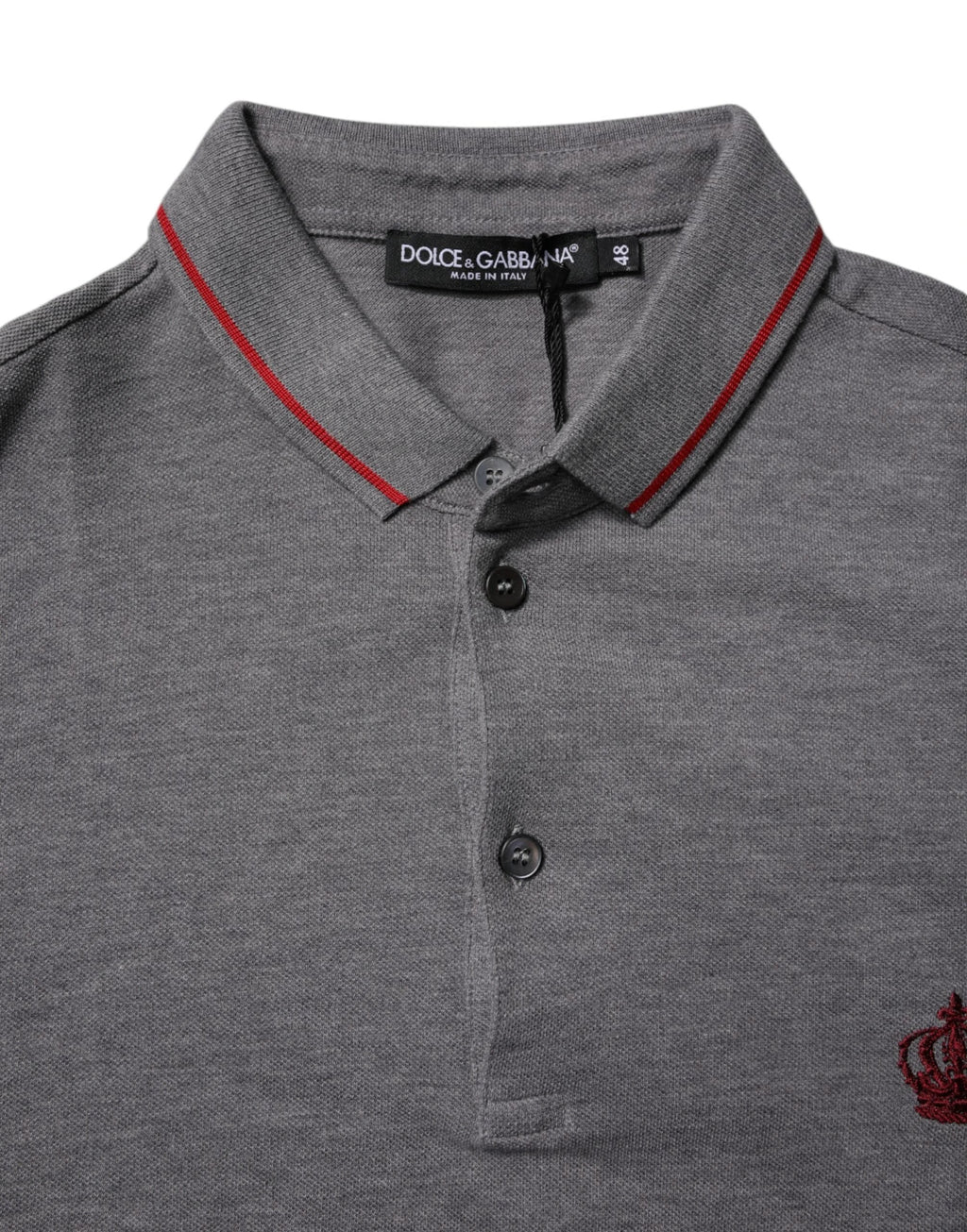 Dolce & Gabbana Gray Cotton Crown Collared Polo T-shirt by Dolce & Gabbana