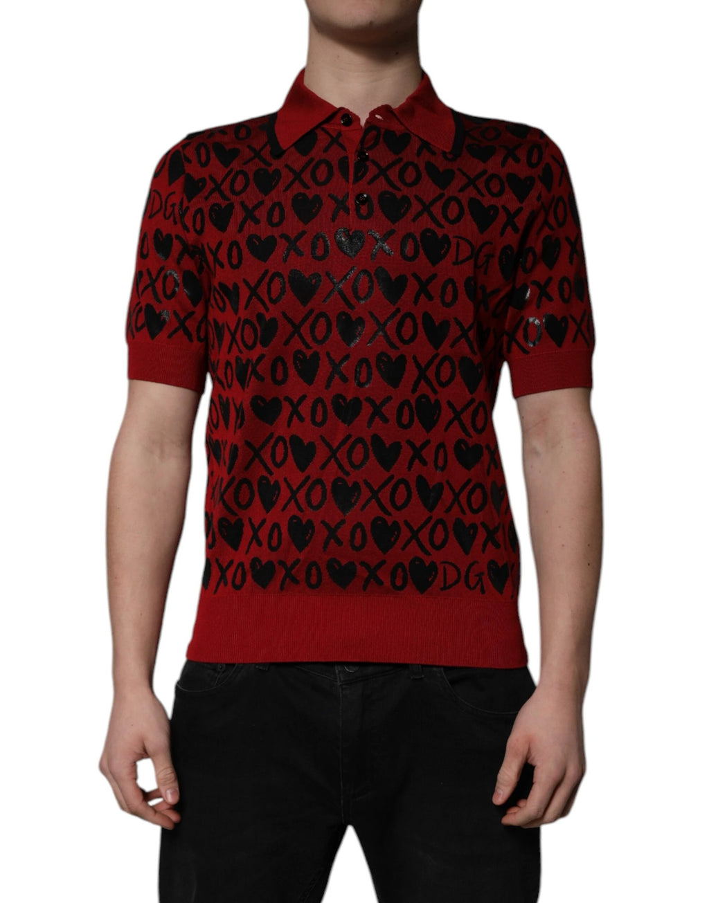 Dolce & Gabbana Red Cotton XOXO Collared Polo T-shirt by Dolce & Gabbana