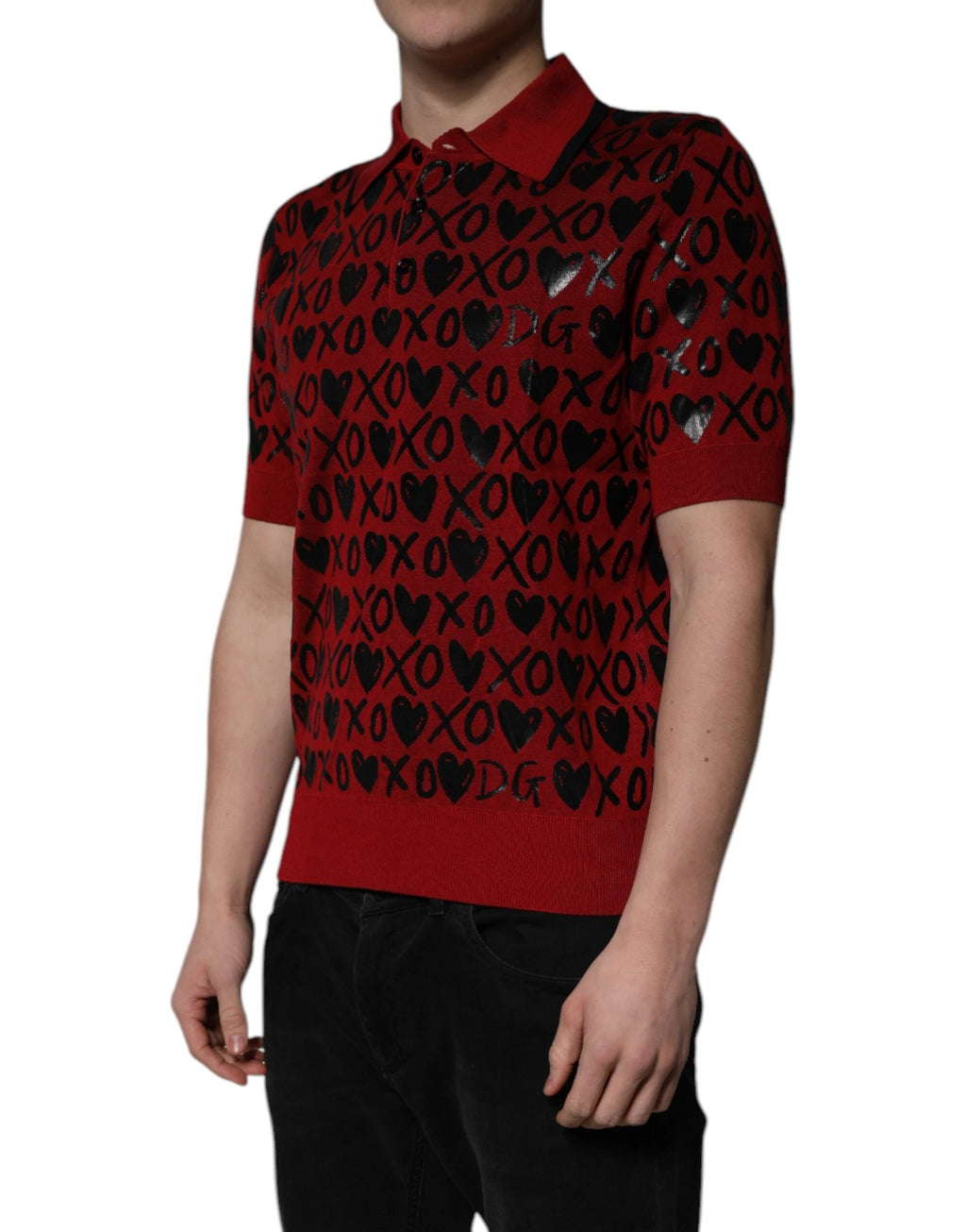 Dolce & Gabbana Red Cotton XOXO Collared Polo T-shirt by Dolce & Gabbana