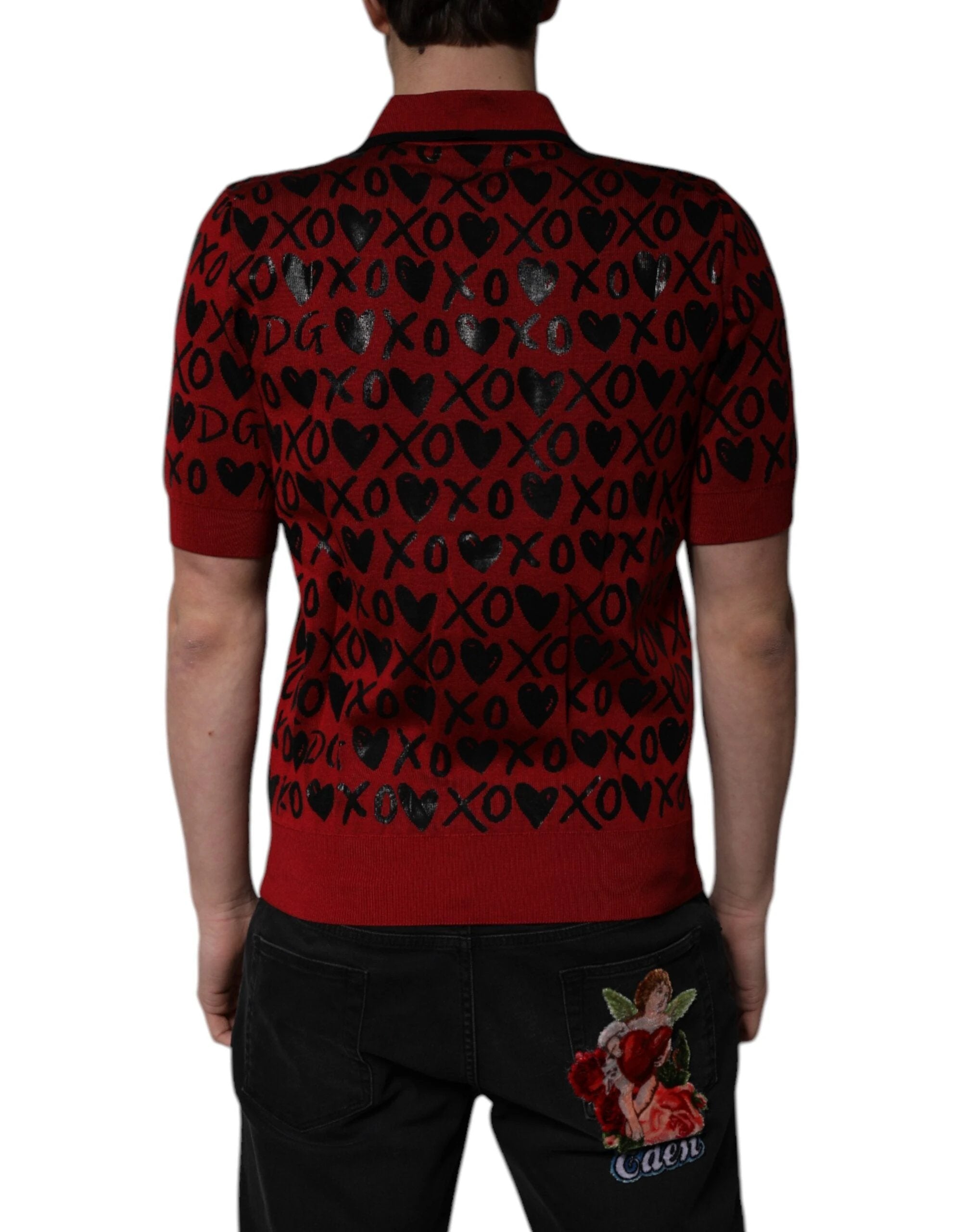 Dolce & Gabbana Red Cotton XOXO Collared Polo T-shirt by Dolce & Gabbana
