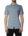 Dolce & Gabbana Blue Cotton Button Down Casual Men Polo Shirt by Dolce & Gabbana