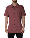 Dolce & Gabbana Dark Pink Button Down Casual Polo Men Shirt by Dolce & Gabbana