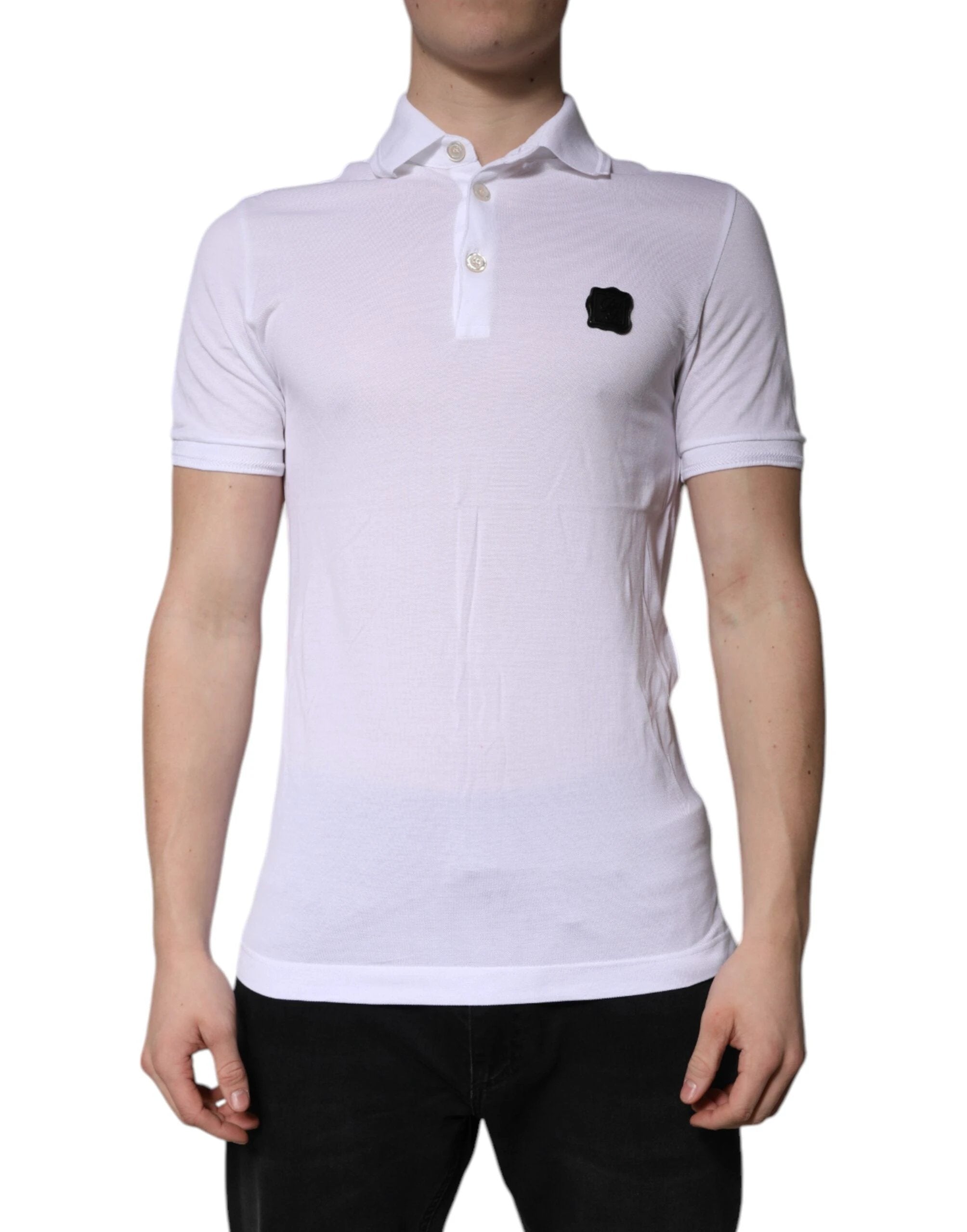Dolce & Gabbana White Cotton Logo Collared Polo T-shirt by Dolce & Gabbana