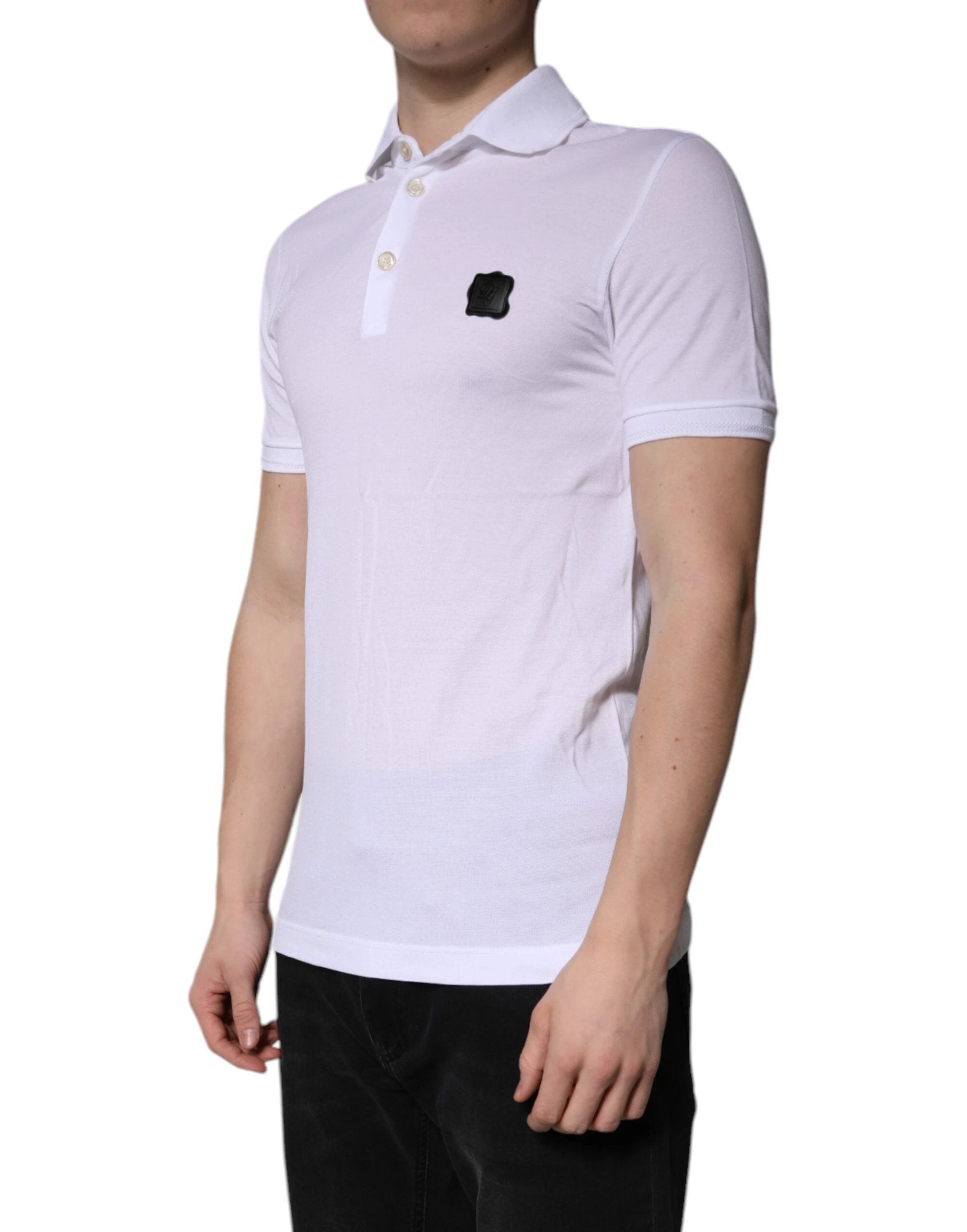 Dolce & Gabbana White Cotton Logo Collared Polo T-shirt by Dolce & Gabbana