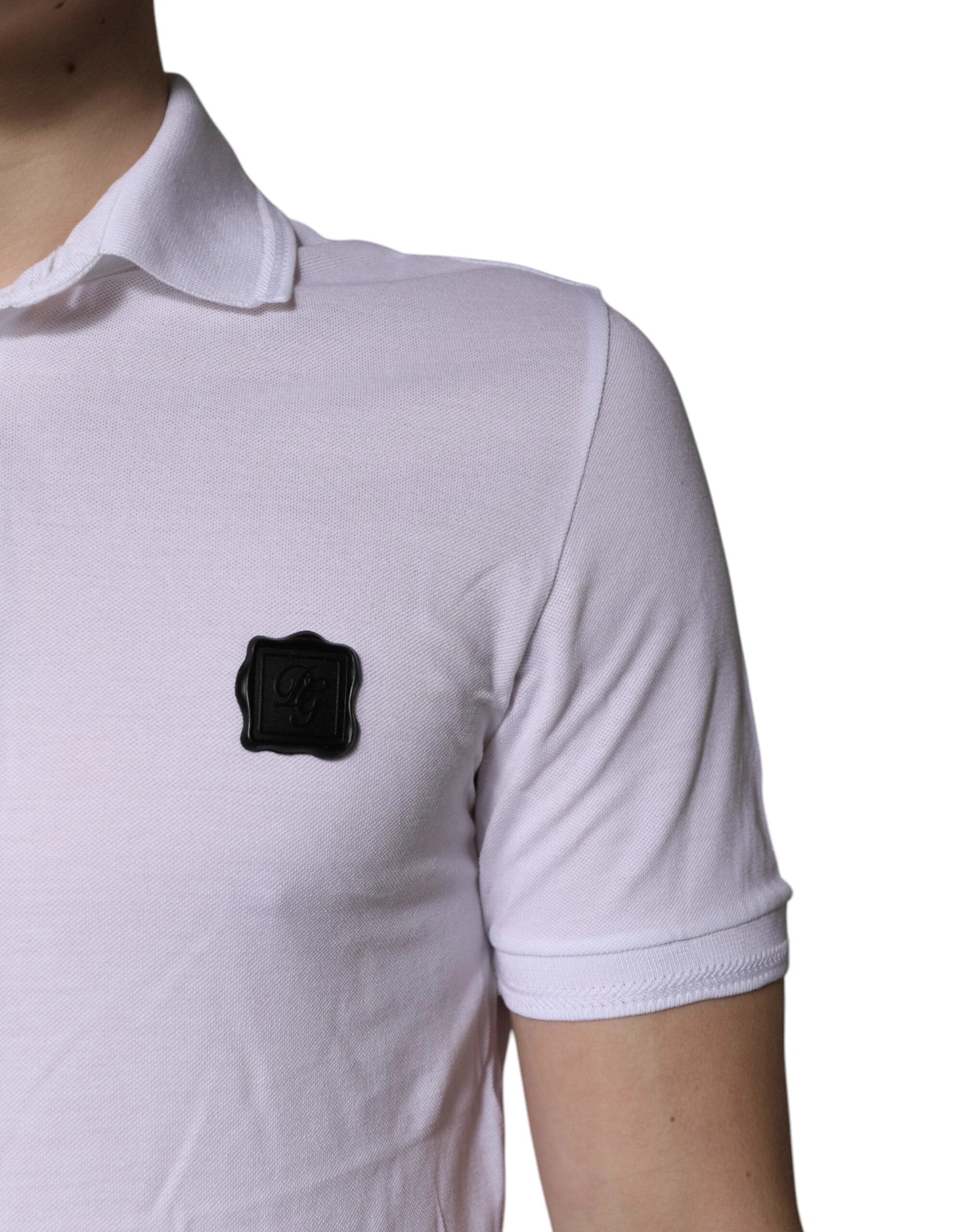 Dolce & Gabbana White Cotton Logo Collared Polo T-shirt by Dolce & Gabbana